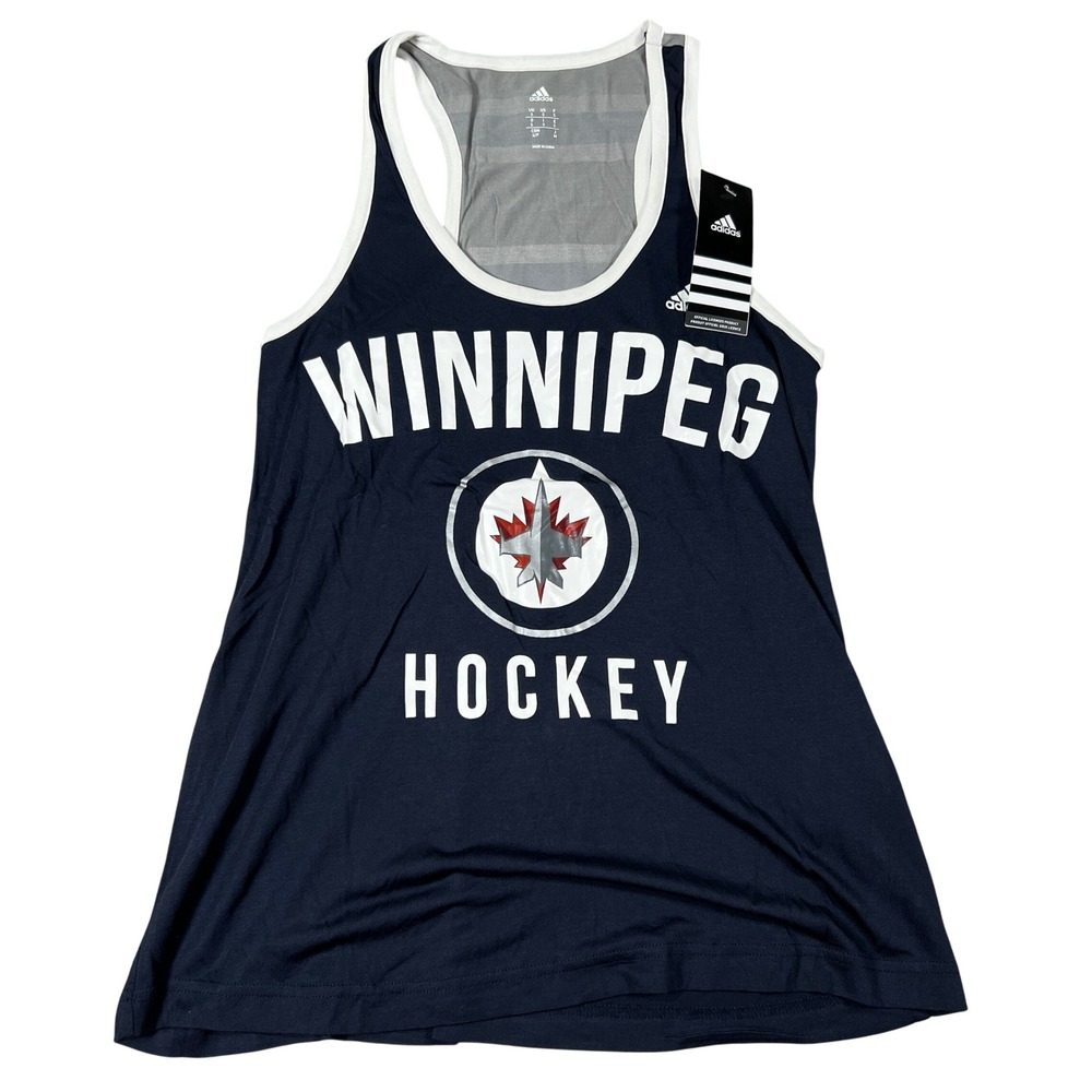 Adidas Winnipeg Jets NHL Womens Navy Blue Racerback Tank Top‎ Small NWT